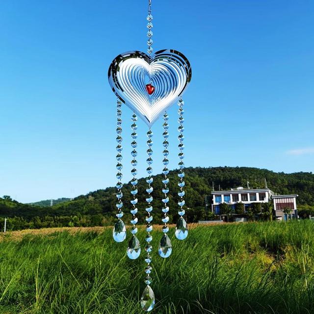 Crystal Suncatchers Hanging Garden Sun Catcher for Windows,Dream Catchers Christmas Birthday Valentine Mothers Day for Women Grandma Mom Wife Aunt Gifts,Glass Pendant Heart Wind Chimes Hanging Décor