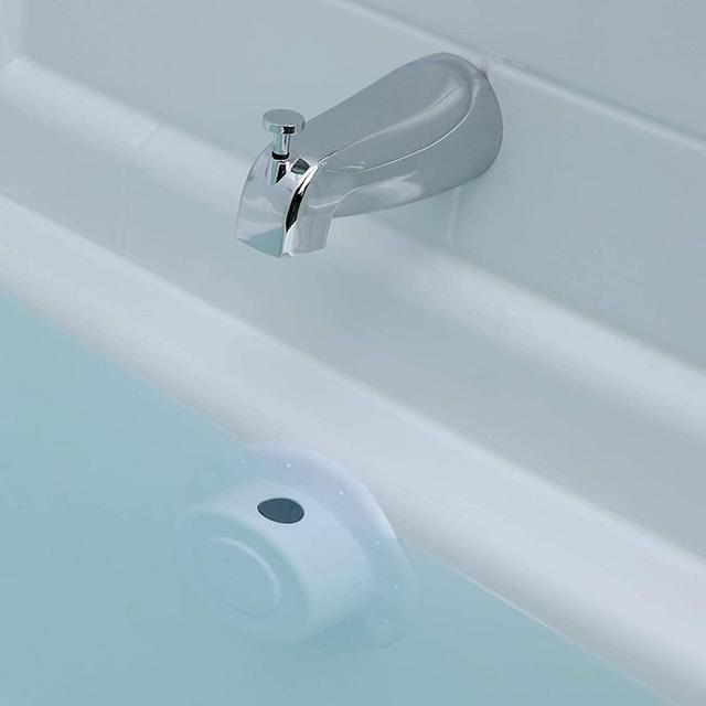 SlipX Solutions Bottomless Bath Overflow Drain Cover for Tubs, Adds Inches of Water to Your Bathtub for a Warmer, Deeper Bath (White, 4 inch Diameter)