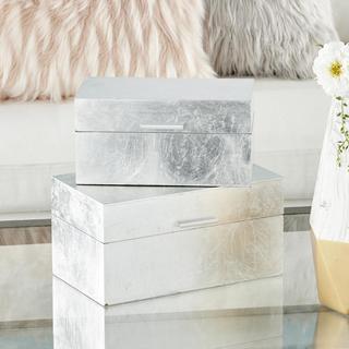 2-Piece Wood Glam Decorative Box Set
