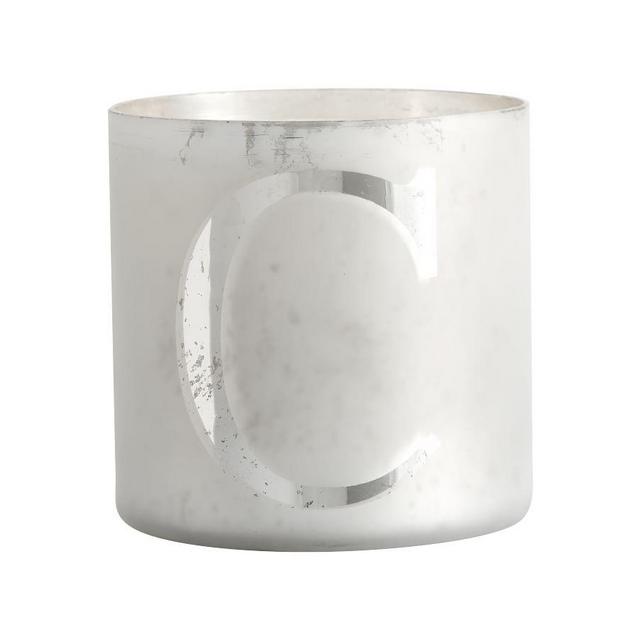 Alphabet Glass Scented Candle, Fall Cedarwood, Silver, C