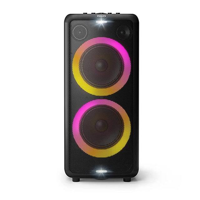 Philips X5206 Bluetooth Party Speaker with Extra bass, Up to 14 Hours Battery, Party Lights and Karaoke Effects, Microphone and Guitar Input, Audio-in, USB Charging, Built-in Carry Handle, TAX5206