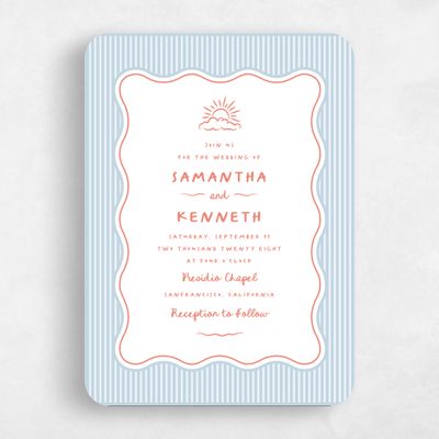 Blue Rounded Wedding Invitation - Sole Portrait