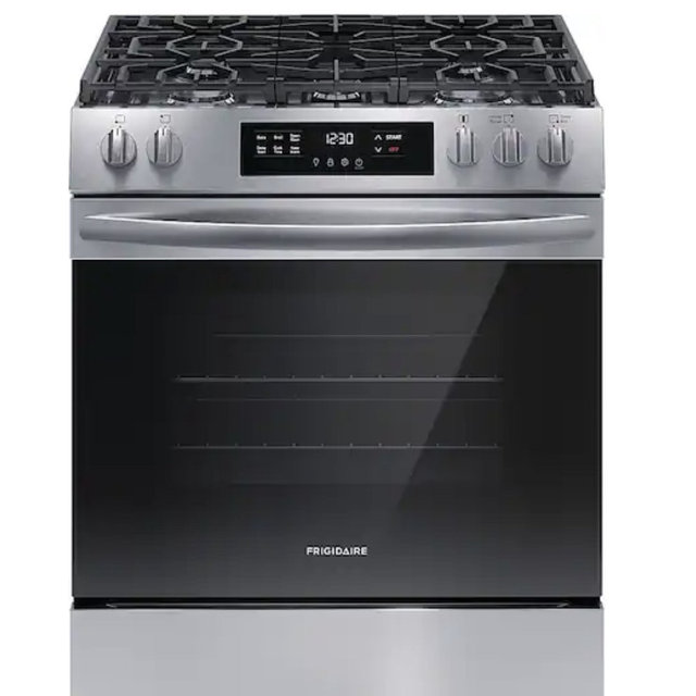 Frigidaire - 30 in. Wide 5 burners 5.1 Cu. Ft. Freestanding Gas Range with Quick Boil Burner - Stainless Steel