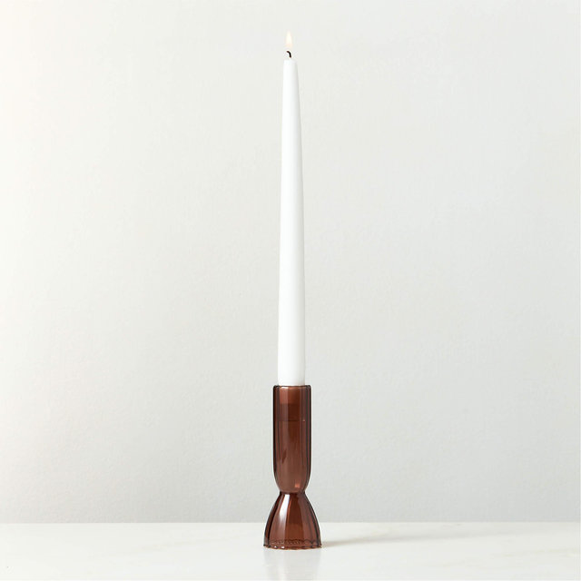 Melina Brown Glass Taper Candle Holder Large