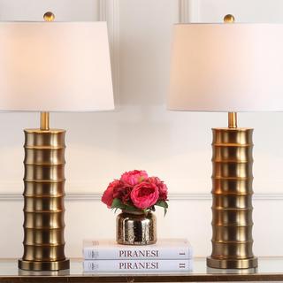 Linus Brass Column Table Lamp, Set of 2