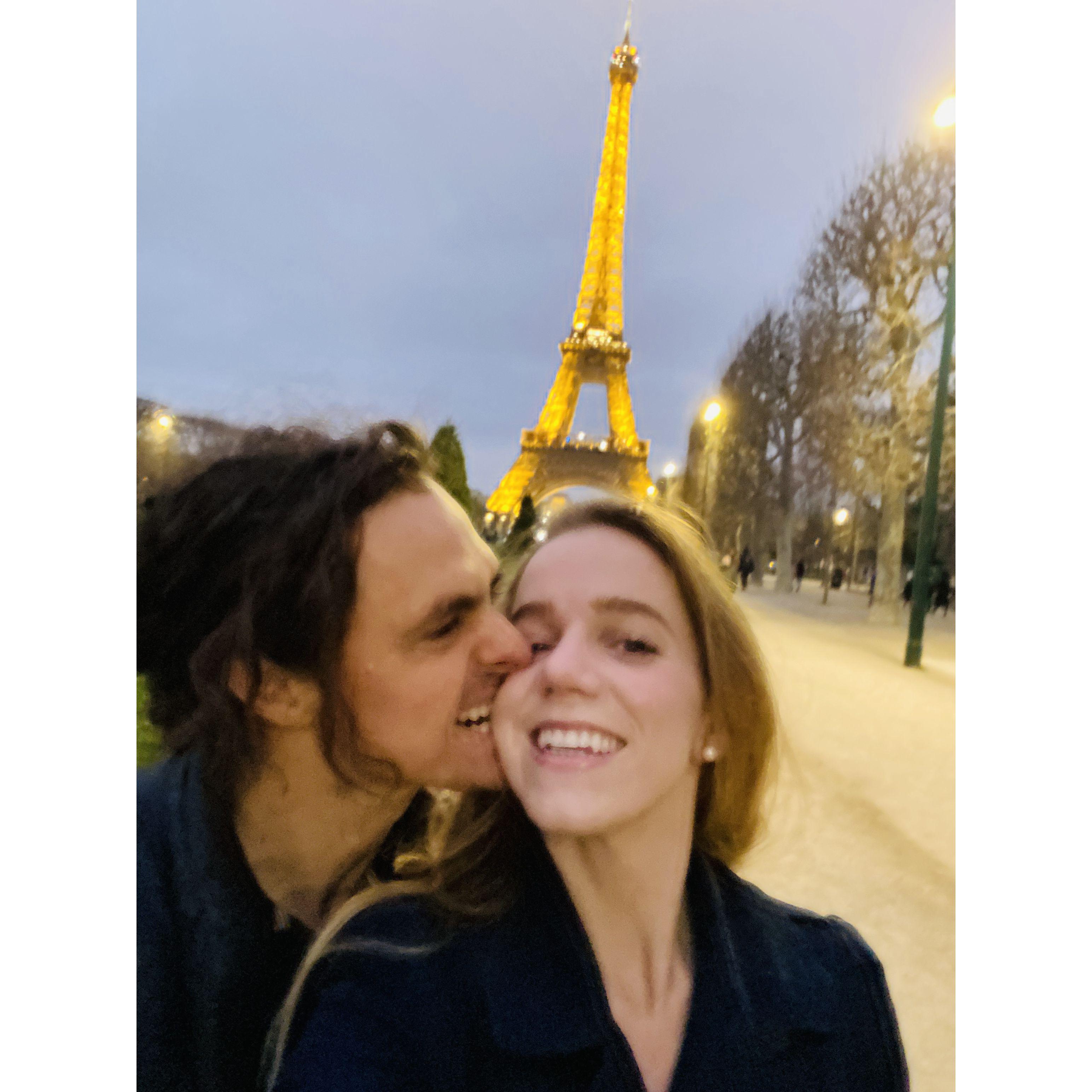and taking romantic photos in Paris