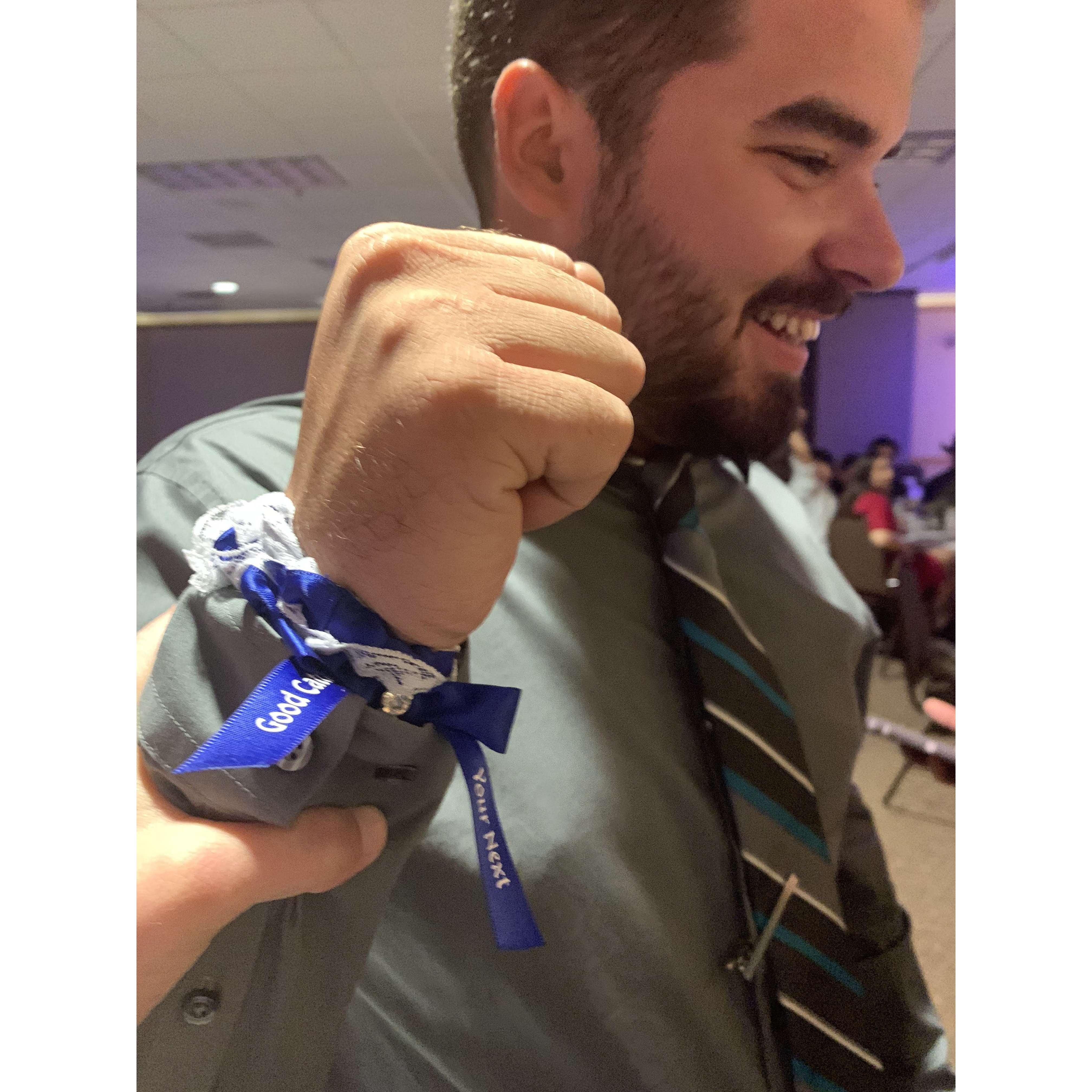 The one where Derek caught the garter. Fun fact: turns out we really were next :)
