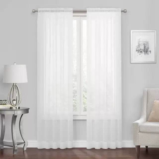 Simply Essential™ Voile 84-Inch Rod Pocket Sheer Window Curtain Panel in White (Single)
