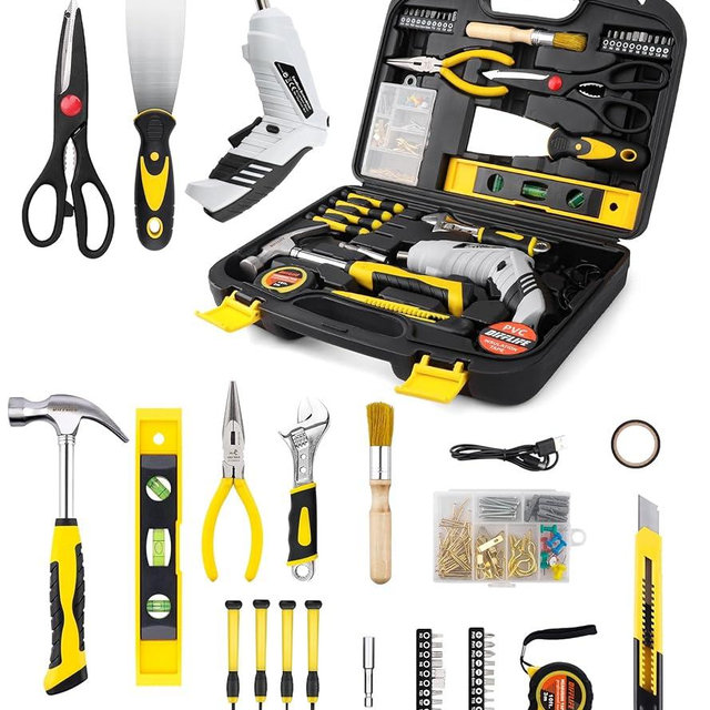 DIFFLIFE 136 Piece Tool Set,General Household Hand Tool Kit with Plastic Toolbox Storage Case-136 Piece…
