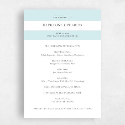 Sky, Blue Wedding Program - Potter