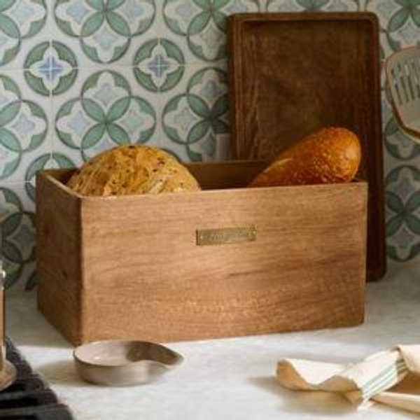 Magnolia Antiqued Wood Bread Box