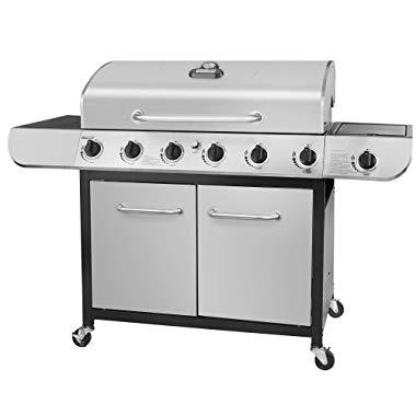 Royal Gourmet SG6002 Cabinet Propane Gas Grill with Side Burner, 71,000 BTU, 6-Burner, Stainless Steel