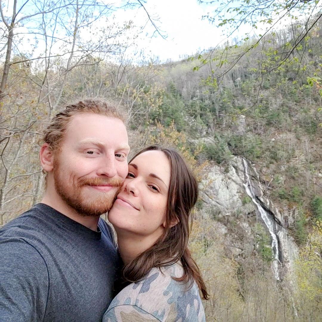 Our first picture together, hiking Bottom Creek Gorge in Virginia