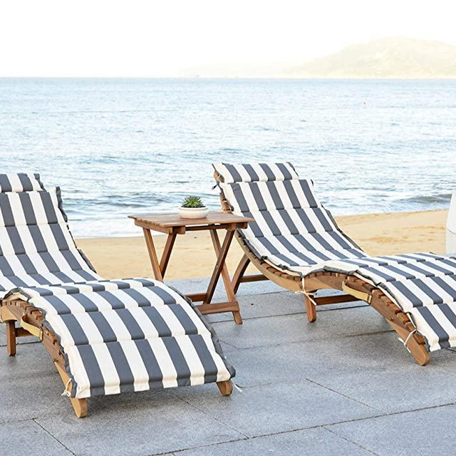 Safavieh Outdoor Collection Pacifica Natural and Grey 3-Piece Lounge Set