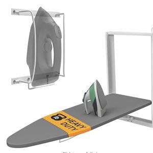 Wall Mounted Ironing Board with Iron Holder, Grey