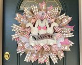 Easter Bunny Wreath, Spring Welcome Wreath...
