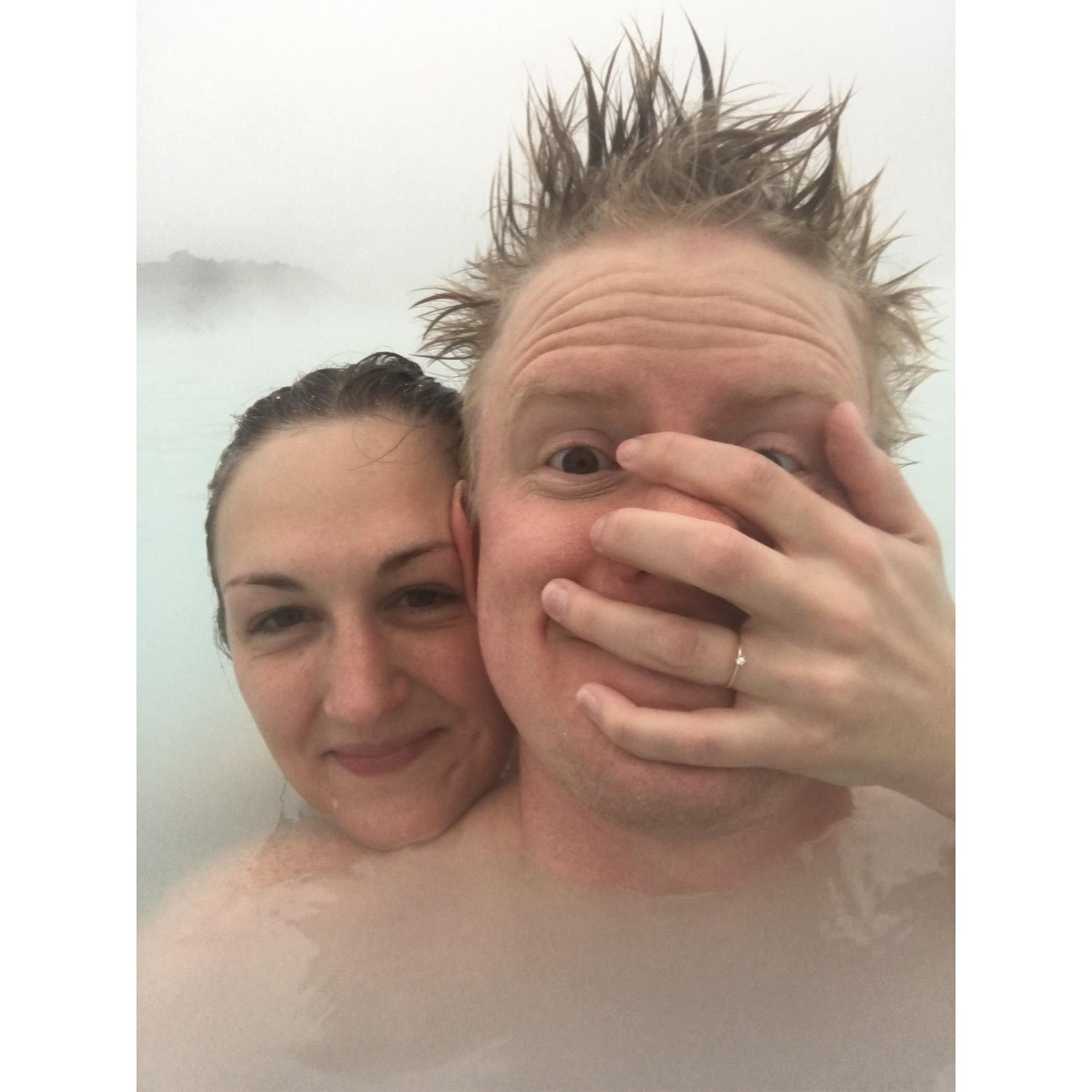We're engaged!! A few days after Joel popped the question, at the Blue Lagoon