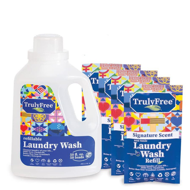 Truly Free Laundry Wash, Signature Scent, Sensitive Skin Natural Detergent, Laundry Supplies for Baby Clothes, Plant-Based, No Harmful Ingredients. (250 Loads)