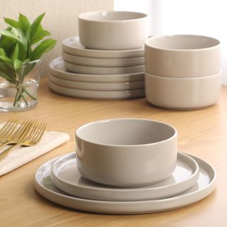 Moonstone 12-Piece Stoneware Dinnerware Set, Service for 4