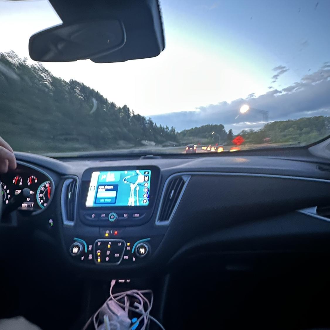 Driving back from Ohio to Pennsylvania.Oh, and he missed a turn.