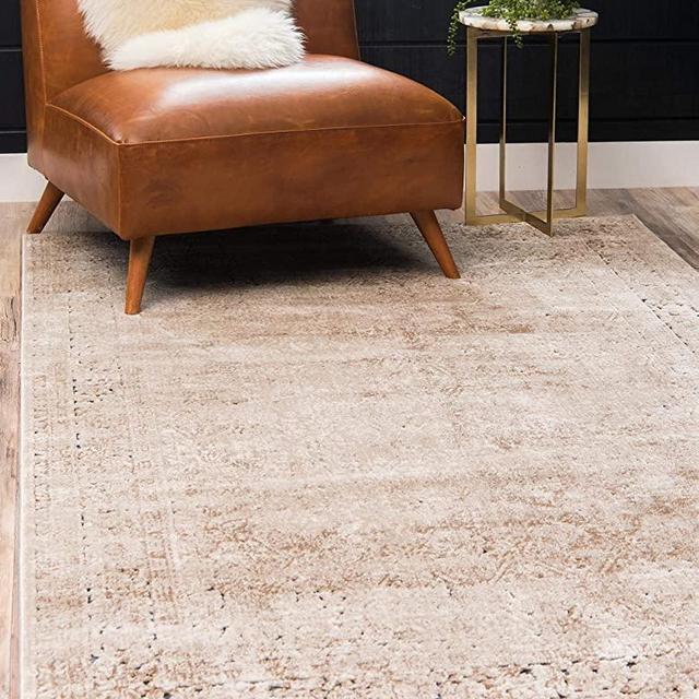 Unique Loom Chateau Collection Distressed Vintage Traditional Textured Area Rug, 8 x 10 Feet, Beige/Light Brown