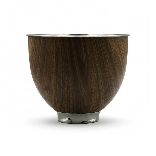Stainless Steel 5 Quart Mixer Bowl for Kitchenaid Classic&Artisan Tilt Head Stand Mixer, Wood Texture, Fit for K45, KSM75, KSM90, KSM150, Heavy Duty, Dishwasher Safe