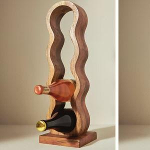 Anthropologie Wavy Wood Wine Rack