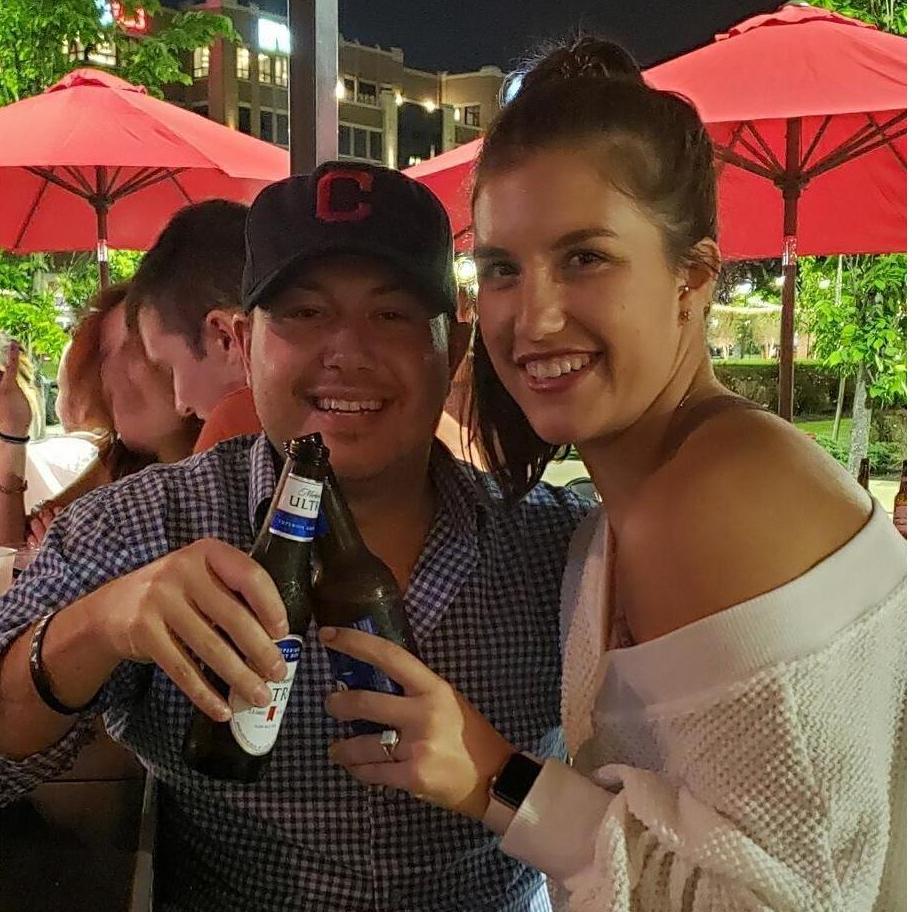 Sean and I bonded over our love for light beer. Note that he made me put my ring on as an engagement ring!
