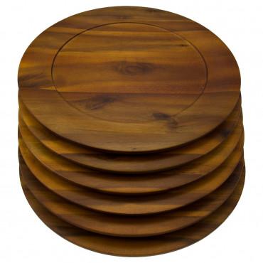 6pk Solid Acacia Wood 13” Server Charger Plates By B. Smith