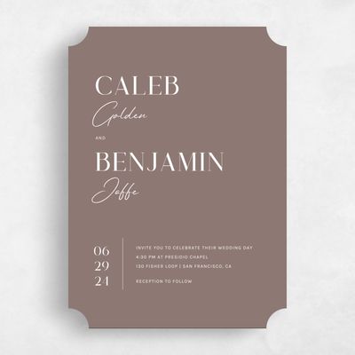Brown Ticket Wedding Invitation - Latona Portrait