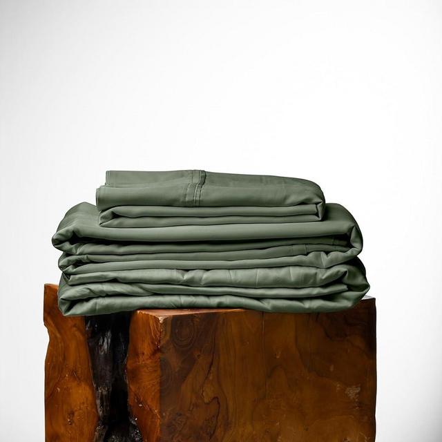 Olive + Crate Eucalyptus Cooling Pillowcase and Sheet Sets King Size | 100% Certified Tencel Fiber from Austria | Better Than Silk Linen Bamboo and Cotton | Deep Pocket Bedding | Moss
