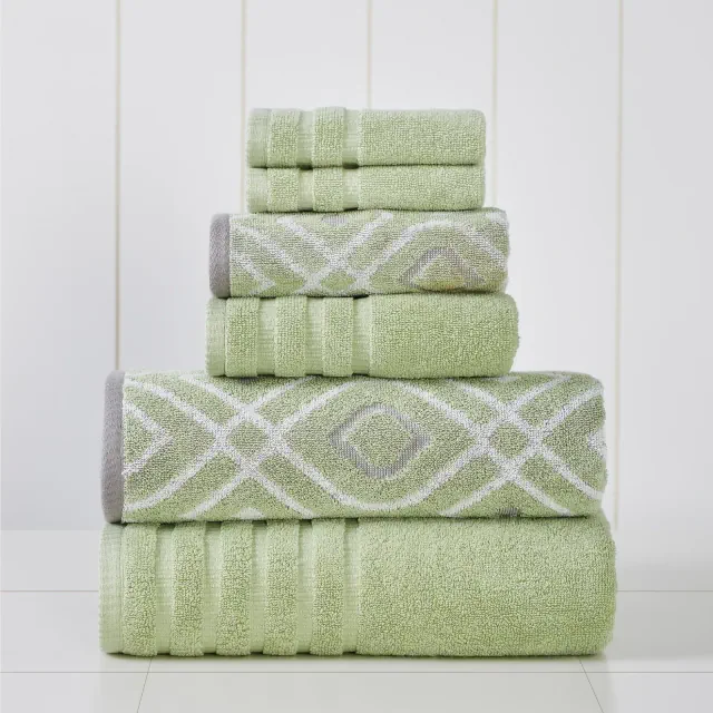 Modern Threads 6 Piece Yard Dyed Towel Set, Oxford, Green