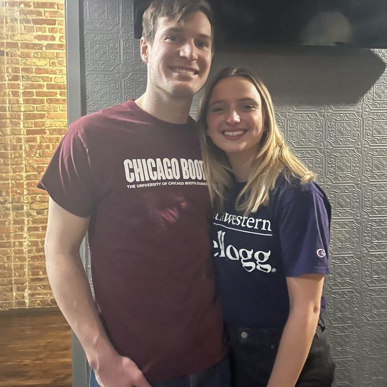A house divided! Thomas and Julia both started MBAs last year: Thomas at UChicago (Booth) and Julia at Northwestern (Kellogg).