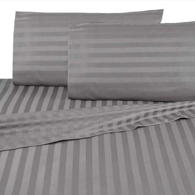 King 500 Thread Count Cotton Damask Sheet Set Dark Gray - Martex