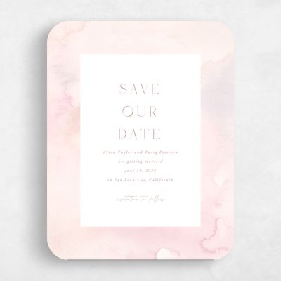 Pink Rounded Wedding Save the Date - Beaux-Arts Portrait