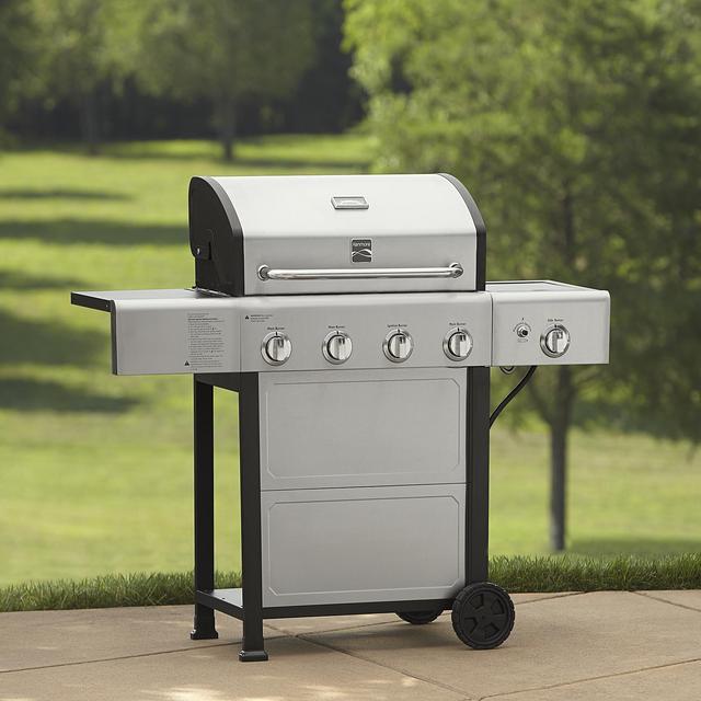 Kenmore 4-Burner Gas Grill with Side Burner and Stainless Steel Lid