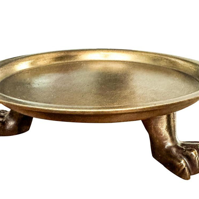 Nestriculus 100% Solid Brass Clawfoot Tray - Brass Tray - Candle Holder -Antique Candle Holder - Jewelry Holder - Candle Stand - Jewelry Dish - Trays for Decor - Fits up to 3.5" Diameter Candles