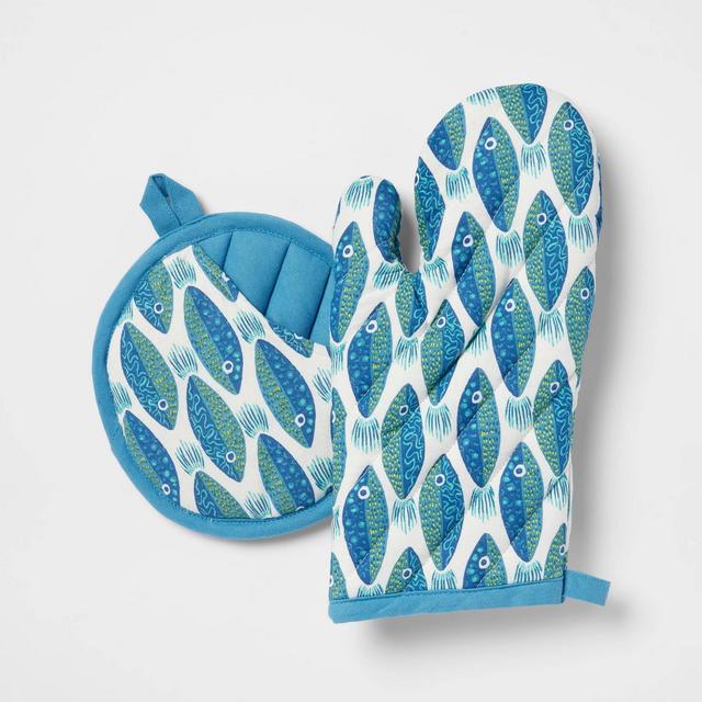 2pc Cotton Fish Oven Mitt and Pot Holder Set - Opalhouse™
