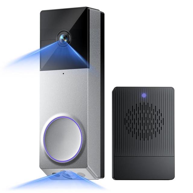 WYZE Wireless Duo Cam Video Doorbell (Chime Included), Battery Powered, 2K Full HD Video, 2 Cameras (People and Package), 2-Way Audio, Color Night Vision, Silver