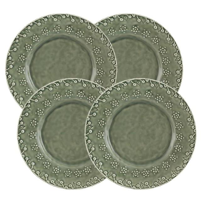 Bordallo Pinheiro Flora Salad/Dessert Plate Grey, Set of 4, Gray