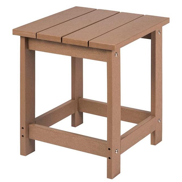 LZRS Adirondack Square Outdoor Side Table, Pool Composite Outdoor Patio Table,HDPE End Tables for Backyard,Pool, Indoor Outdoor Companion, Easy Maintenance & Weather Resistant(Teak)