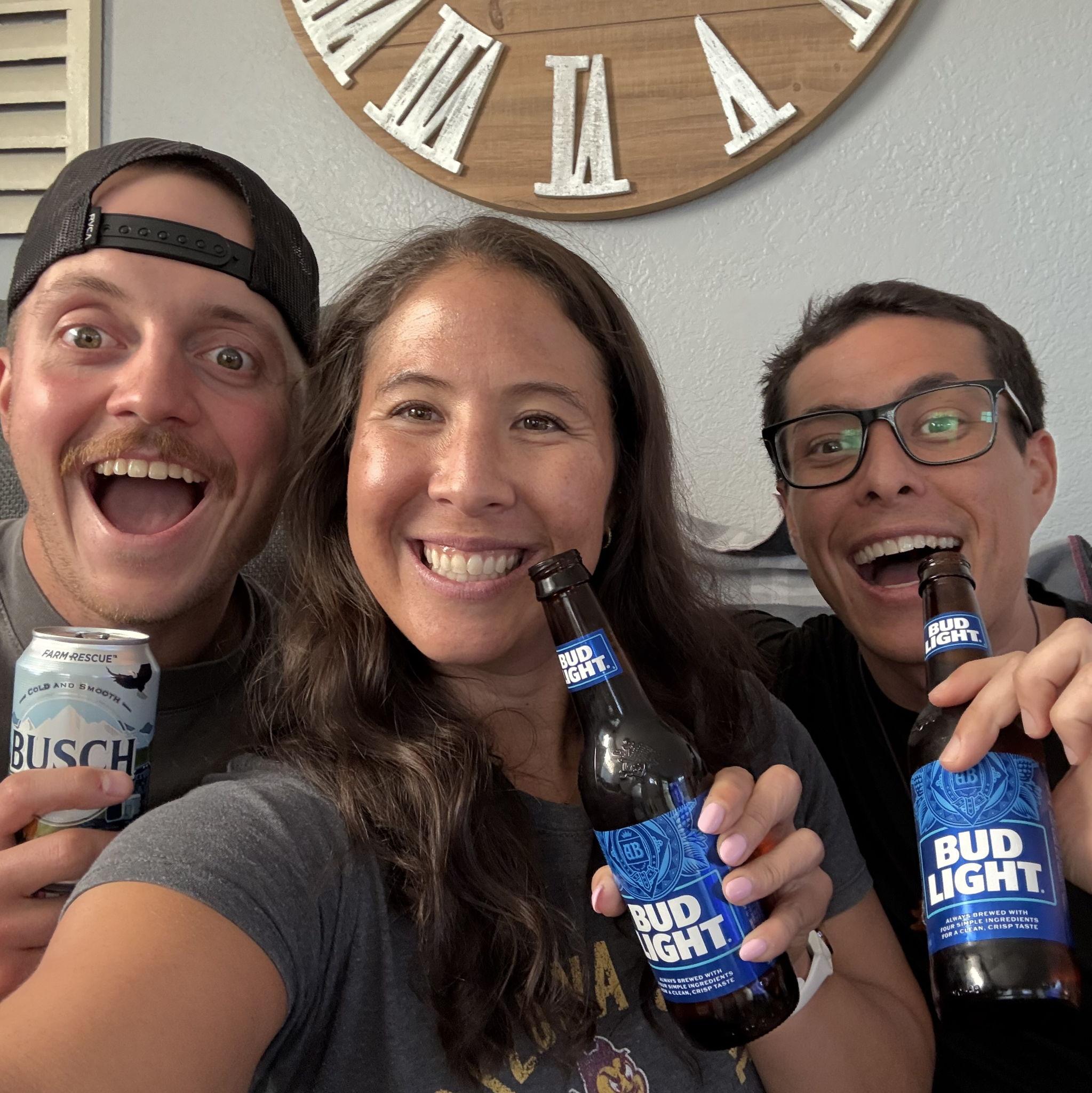 Celebrating Uncle Joe's life with Krista's brother Travis after he moved home.