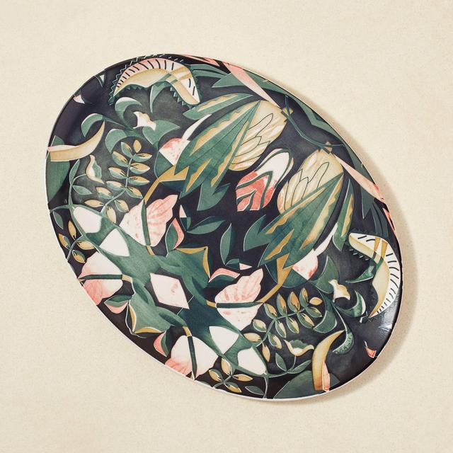 14" x 10" Stoneware Printed Oval Serving Platter - Opalhouse™ designed with Jungalow™