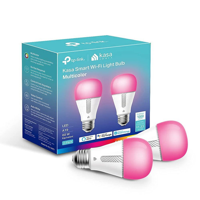 Kasa Smart Bulb, Full Color Changing Dimmable Smart WiFi Light Bulb Works with Alexa and Google Home, A19, 11W 1000 Lumens,2.4Ghz only, No Hub Required – A Certified for Humans Device (KL135P2)
