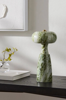 Marzela Washed Marble Sculptural Rechargeable Table Lamp