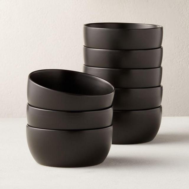 Crisp Matte Black Soup Bowls Set of 8