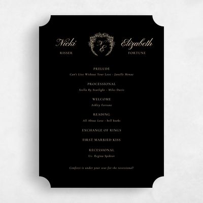 Black Ticket Wedding Program - Pasquo