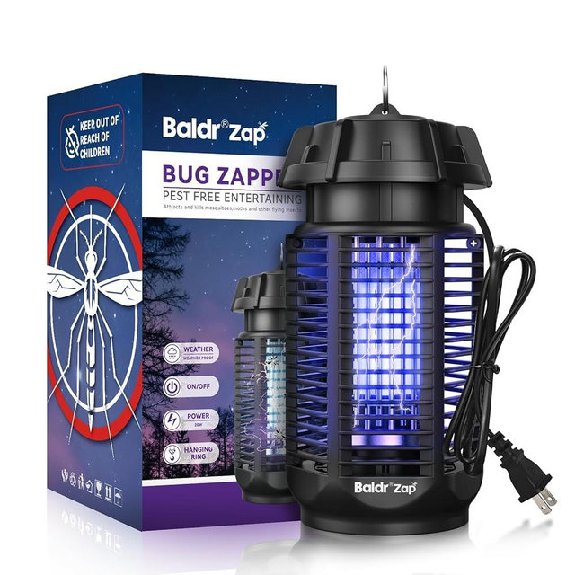 BALDR Bug Zapper Outdoor Indoor, 20W Power & 4200V Instant Grid Mosquito Repellent, Coverage of 1/2 Acre Fly Trap for Patio, Backyard, Home