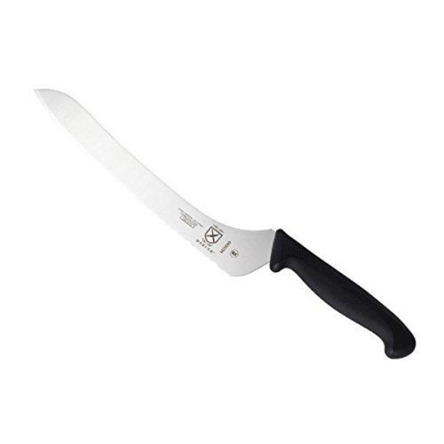 Mercer Culinary M23890 Millennia 9-Inch Offset Wavy Edge Bread Knife, Black