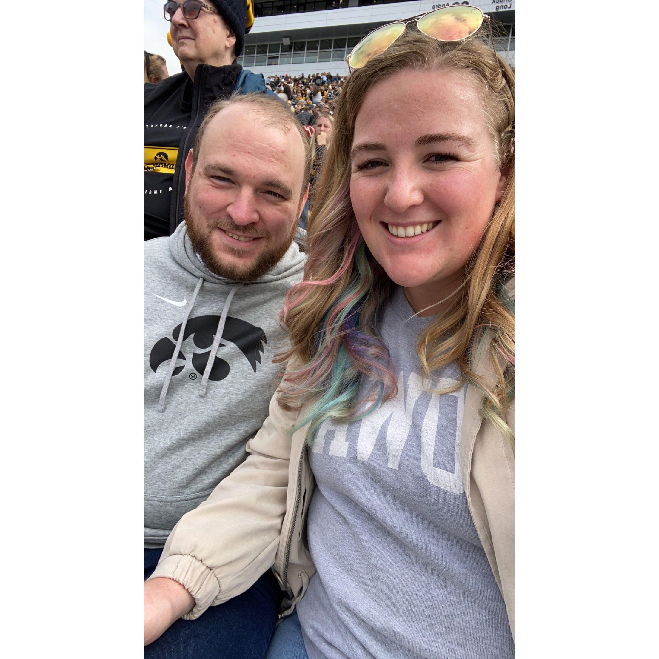 Robert's first time in Kinnick stadium attending the outdoor Iowa Women's basketball game